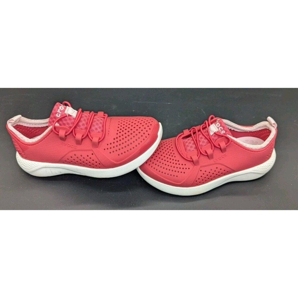 CROCS Kids Redish pink and White LiteRide Sneakers